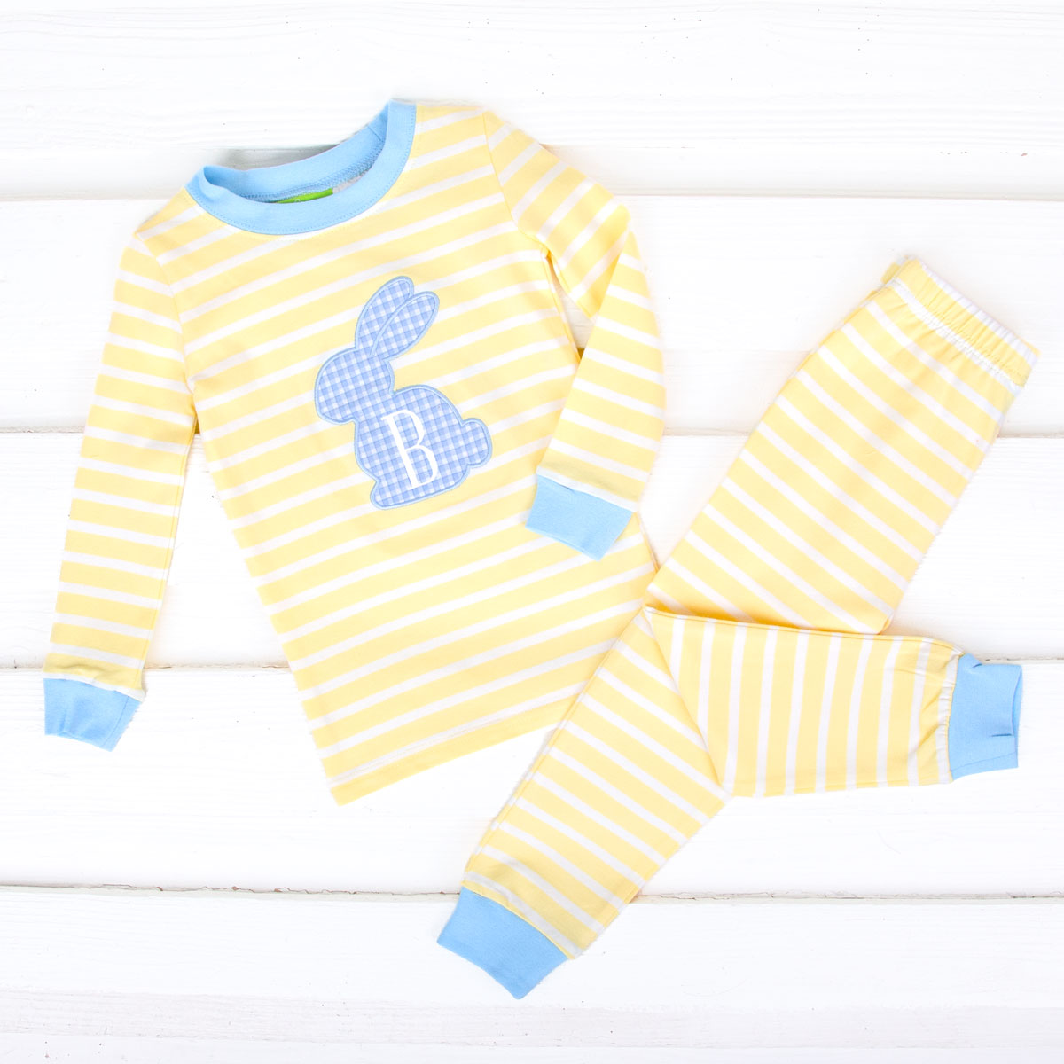 Blue Bunny Yellow Stripe Pajamas
