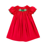 Christmas Tree Smocked Red Corduroy Dress