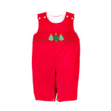 Christmas Tree Smocked Red Corduroy Longall