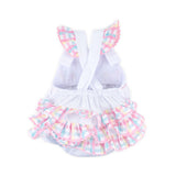 Birthday Girl Smocked White Leah Ruffle Bubble