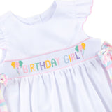 Birthday Girl Smocked White Beverly Dress