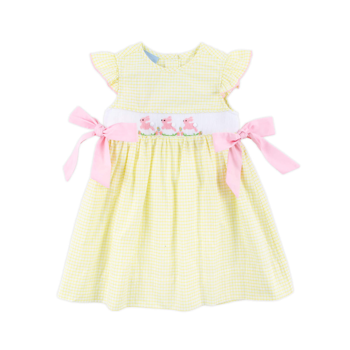 Hoppy Bunnies Yellow Smocked Beverly Dress