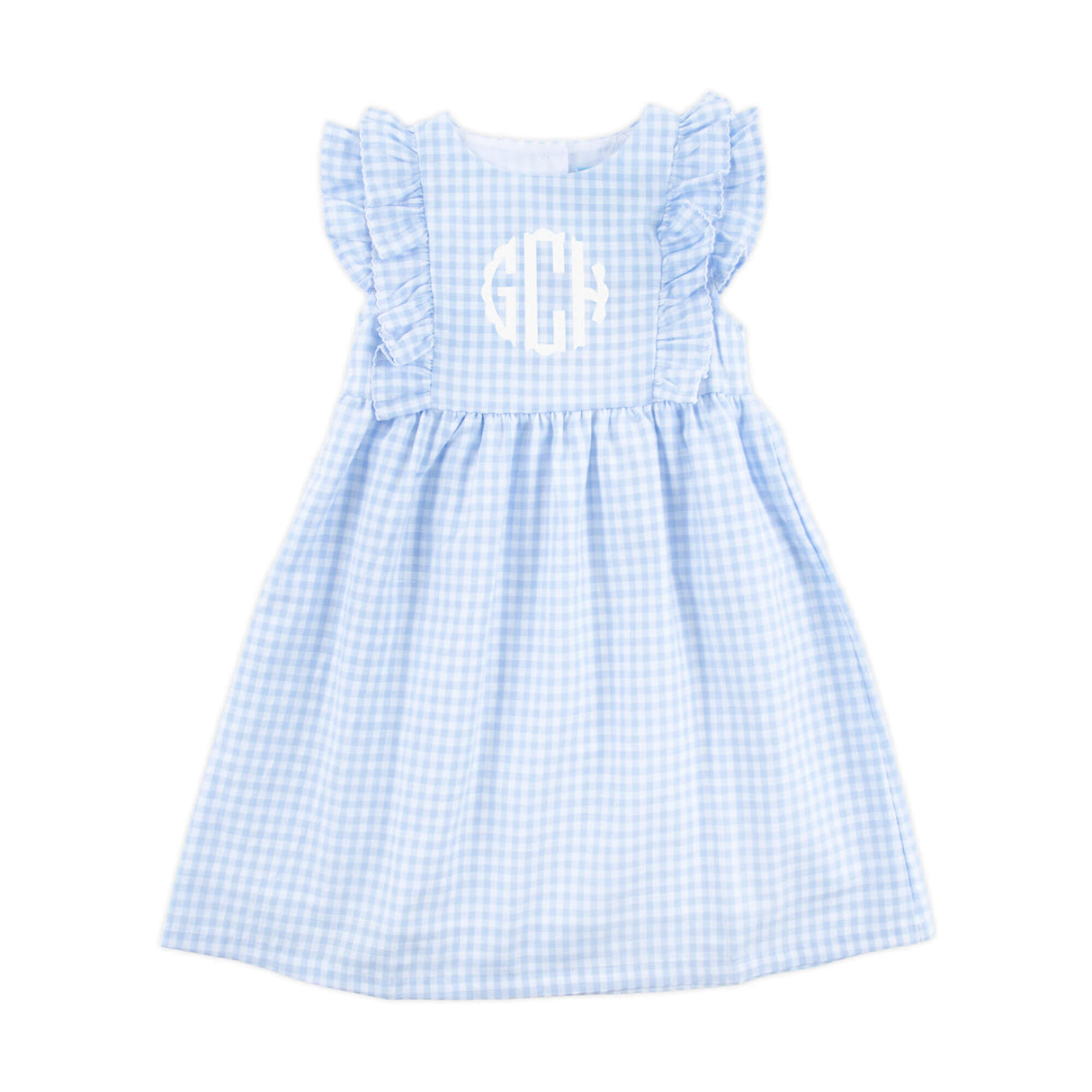 Pastel Blue Gingham Ruffle Kate Dress