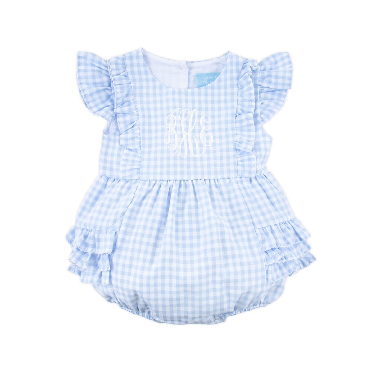 Pastel Blue Gingham Ruffle Kate Bubble