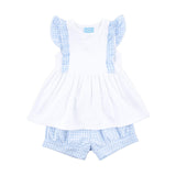 Pastel Blue Gingham Ruffle Kate Short Set