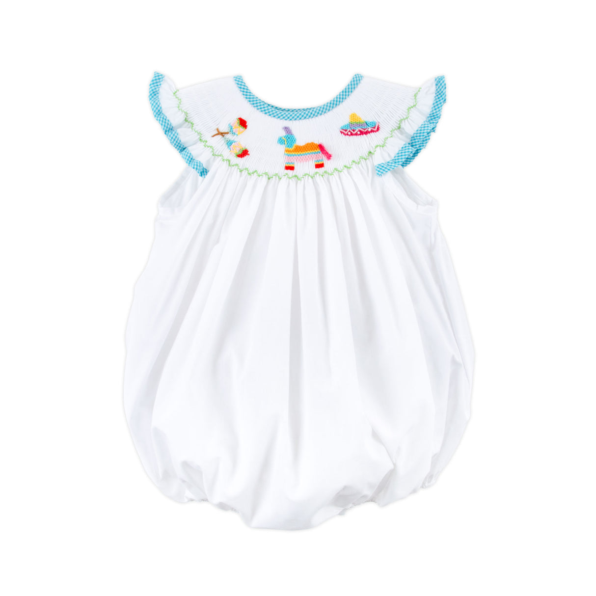 Time To Fiesta Smocked White Bubble