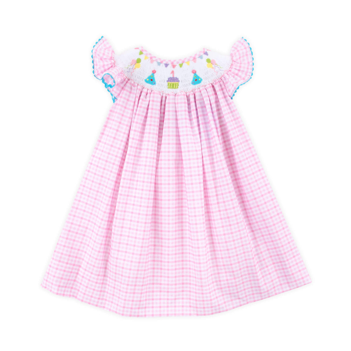 First Birthday Smocked Pink Check Dress