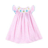 First Birthday Smocked Pink Check Dress
