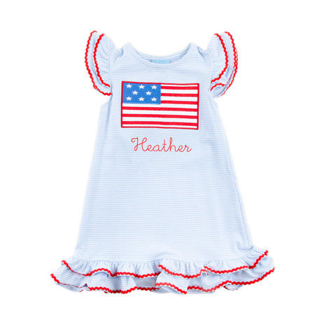 Flag Applique Light Blue Stripe Milly Dress