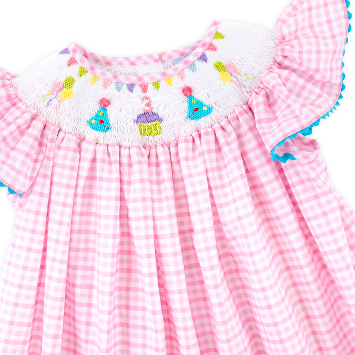 Third Birthday Smocked Pink Check Dress