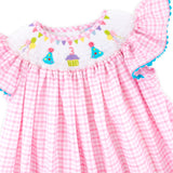 Third Birthday Smocked Pink Check Dress