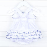 Patriotic Flag Embroidered White Ruffle Bubble