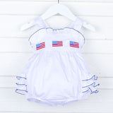 Patriotic Flag Embroidered White Ruffle Bubble