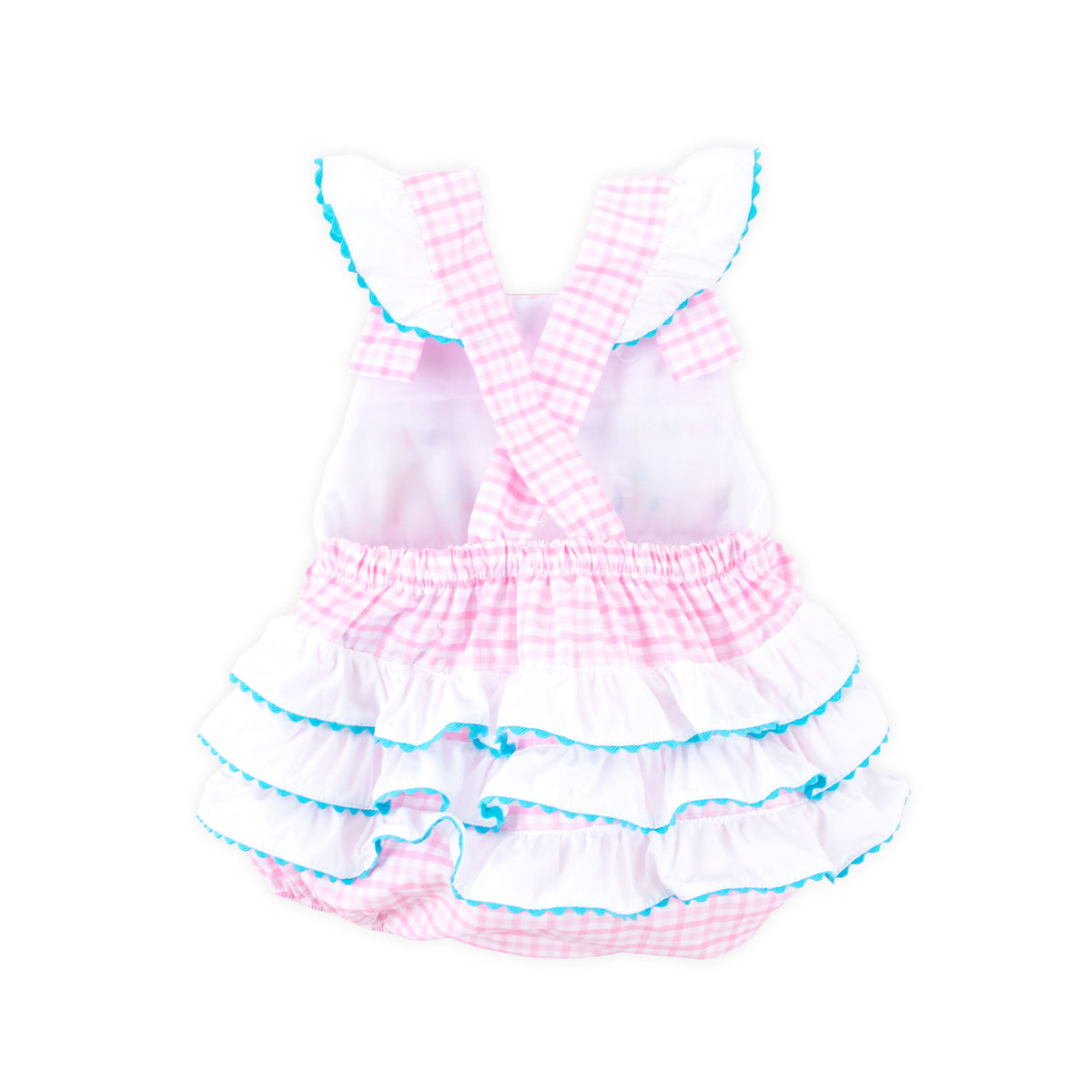 Birthday Smocked Pink Check Leah Bubble