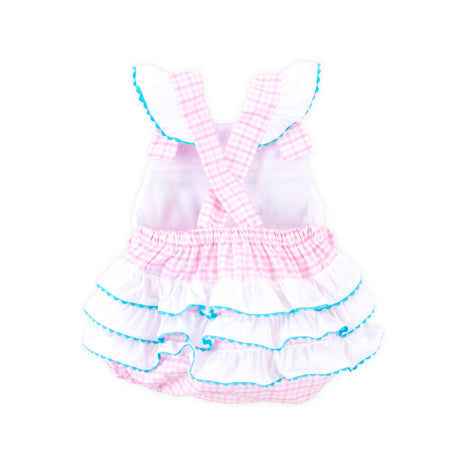 Birthday Smocked Pink Check Leah Bubble