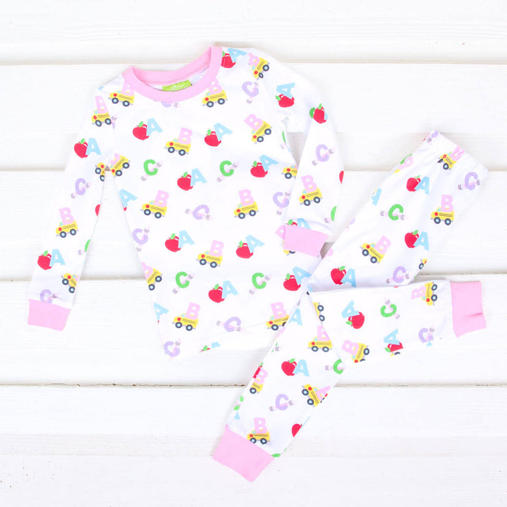 ABC Pink Knit Print Pajamas