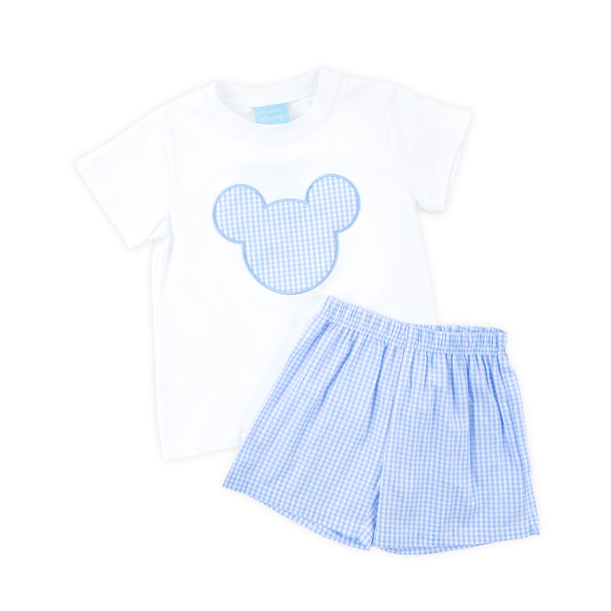Light Blue Gingham Mouse Ears Short Set