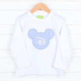 Light Blue Gingham Mouse Ears Long Sleeve Shirt