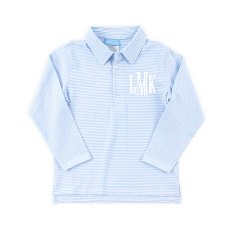 Light Blue Stripe Long Sleeve Polo