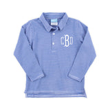 Royal Blue Stripe Long Sleeve Polo