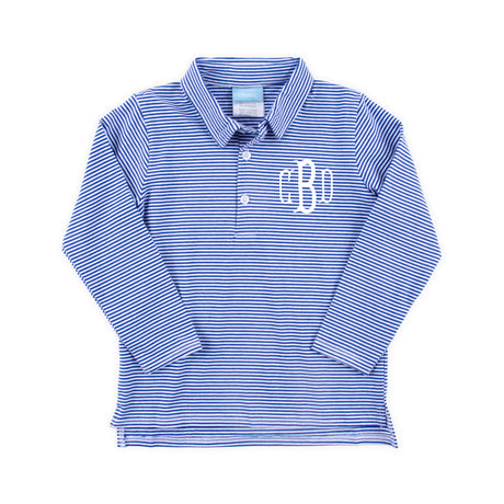 Royal Blue Stripe Long Sleeve Polo