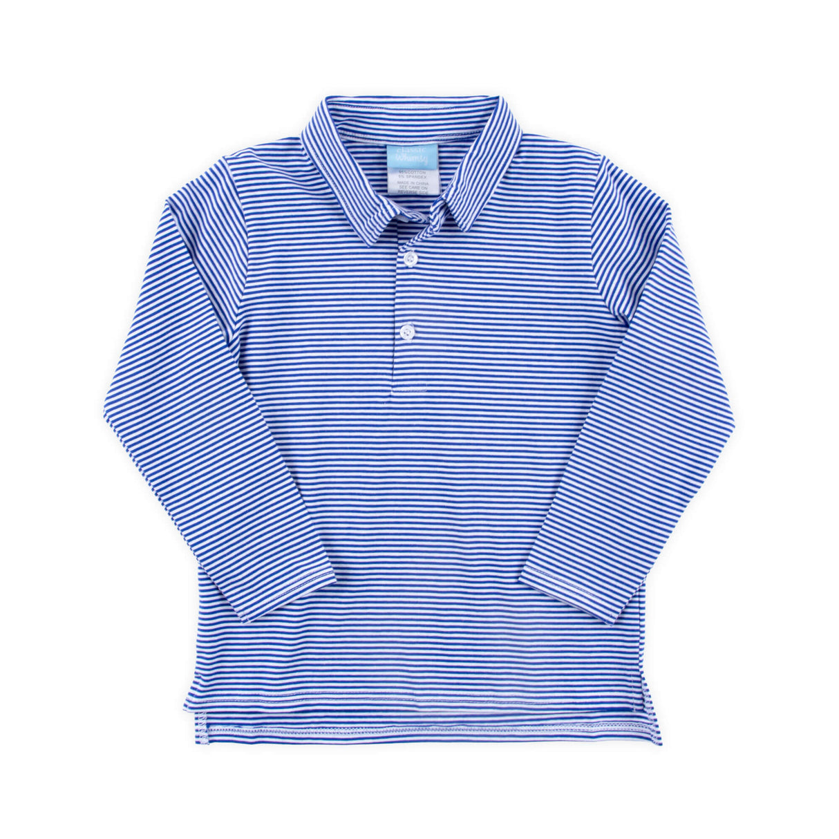 Royal Blue Stripe Long Sleeve Polo