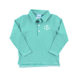 Green Stripe Long Sleeve Polo Shirt