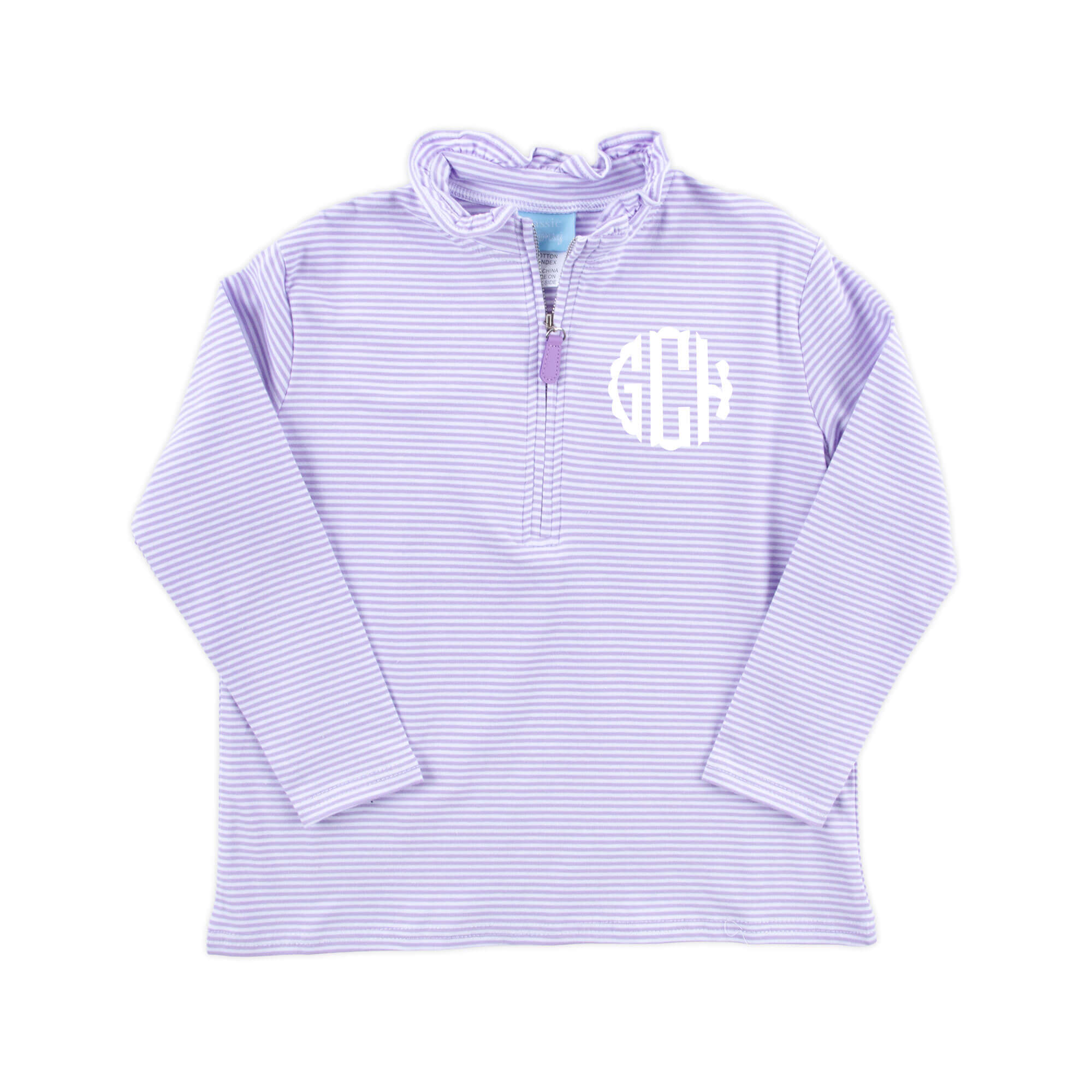 CL TRICOLOR LINE LS HALF ZIP SHIRT【L】 Girl Half Zip Pullover – Classic Whimsy