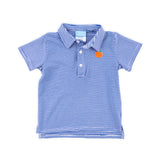 Pumpkin Embroidered Royal Blue Stripe Polo