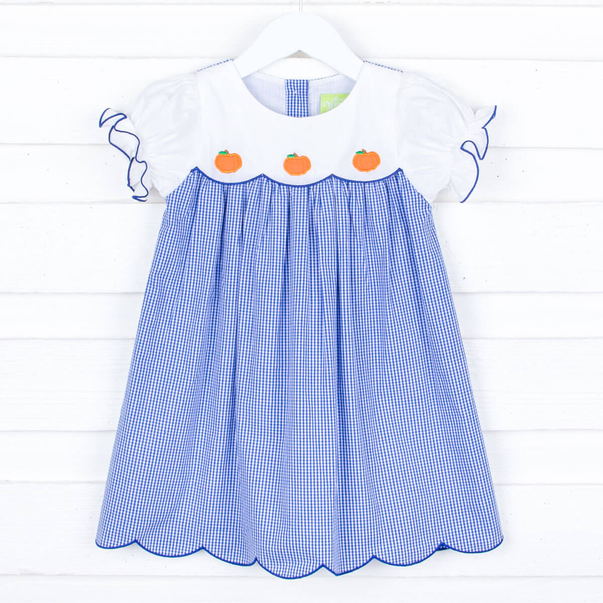 Royal Blue Pumpkin Embroidered Amelia Dress – Classic Whimsy