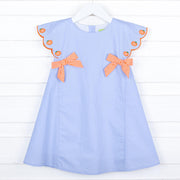 Solid Blue Pumpkin Embroidered Parker Dress