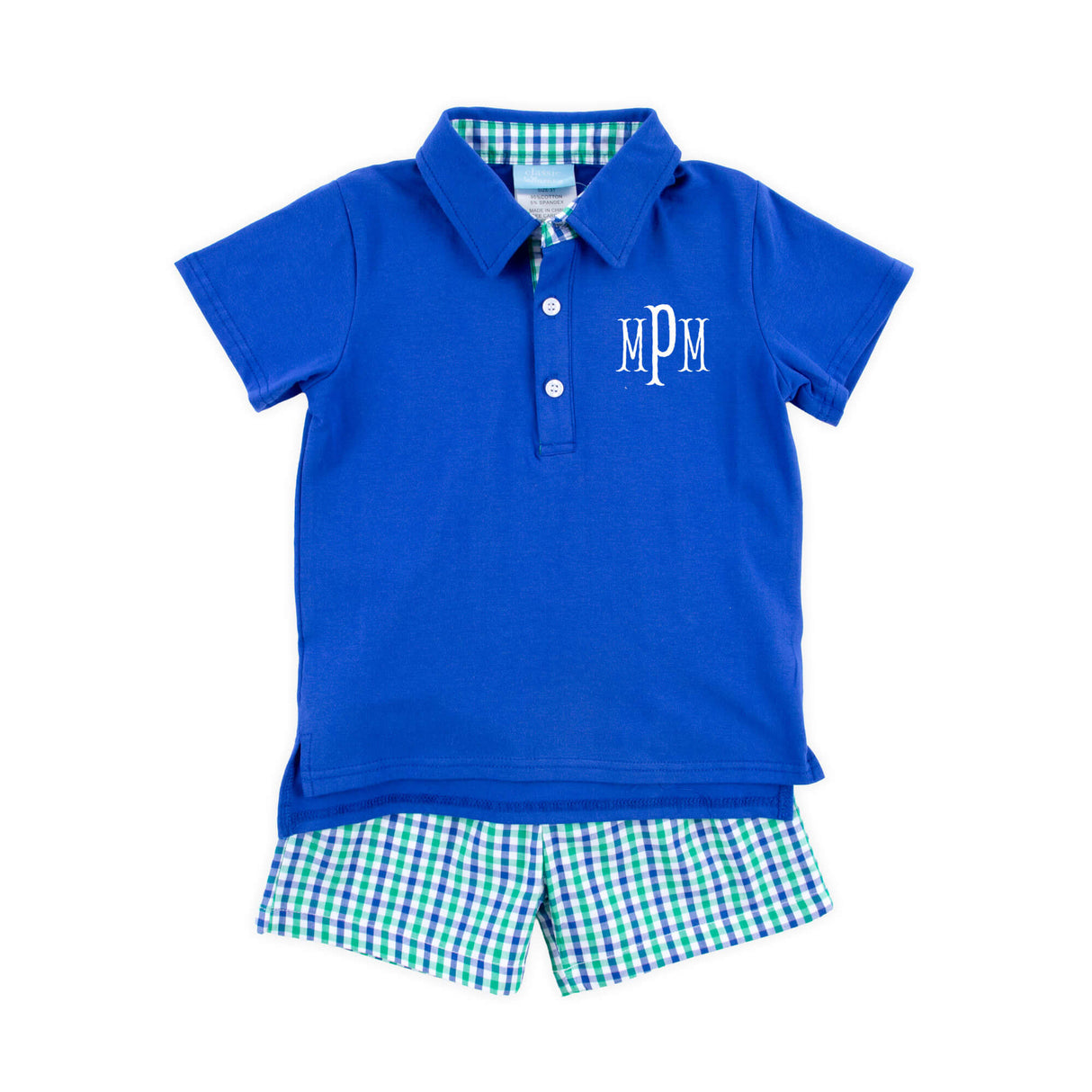 Hello Pumpkin Green Gingham Polo Short Set