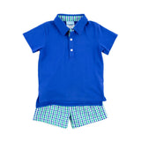 Hello Pumpkin Green Gingham Polo Short Set