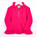 Pink Half Zip Ruffle Fleece Jacket