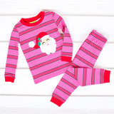 Happy Santa Pink Stripe Pajamas