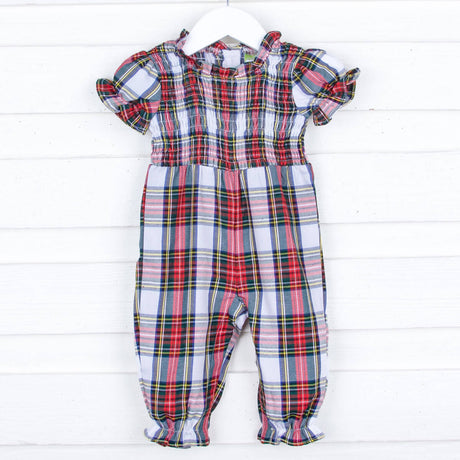 Holiday Twist Smocked Plaid Long Bubble