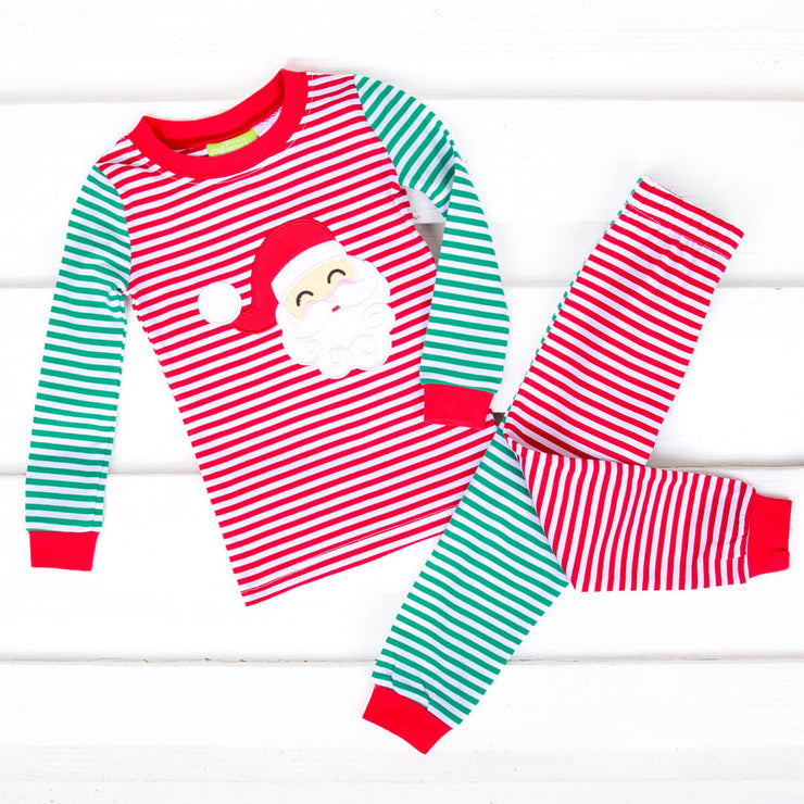 Happy Santa Red & Green Stripe Pajamas