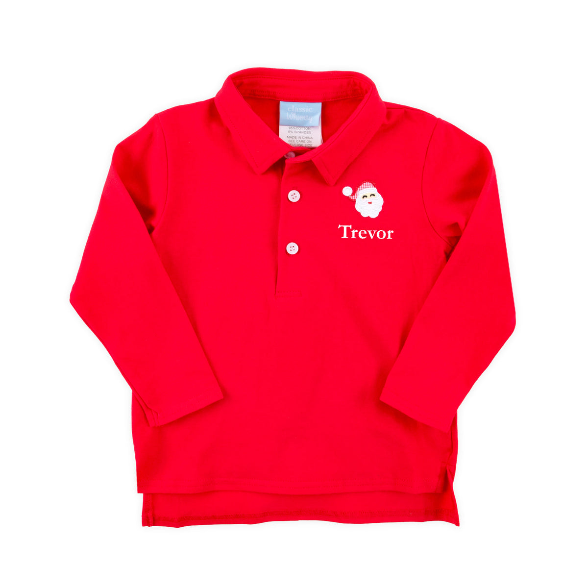 Happy Santa Red Long Sleeve Polo