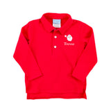 Happy Santa Red Long Sleeve Polo