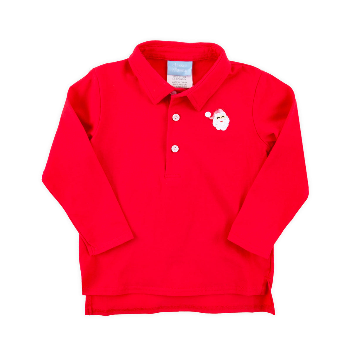 Happy Santa Red Long Sleeve Polo