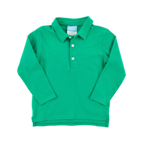 Solid Long Sleeve Polo Shirt Green