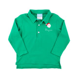 Happy Santa Green Long Sleeve Polo Shirt