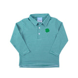 Shamrock Green Stripe Long Sleeve Polo Shirt