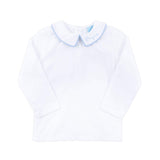 White Long Sleeve Undershirt with Light Blue Trim