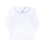 White Long Sleeve Undershirt with Light Blue Trim
