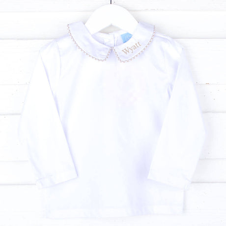 White Long Sleeve Undershirt with Color Trim