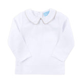 White Long Sleeve Undershirt with Tan Trim