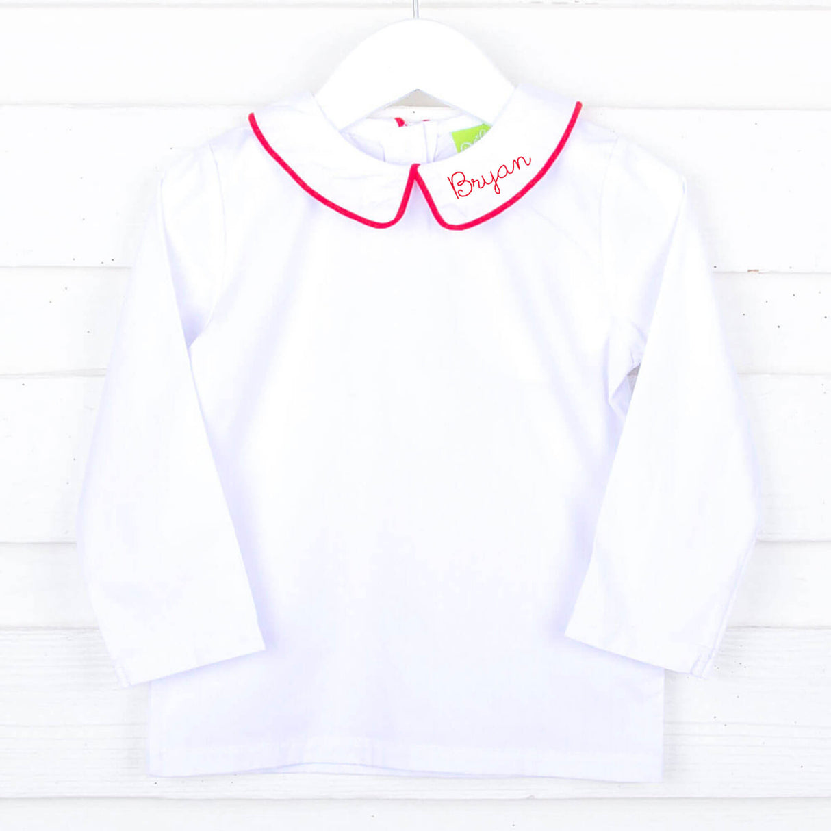 White Long Sleeve Undershirt with Color Trim