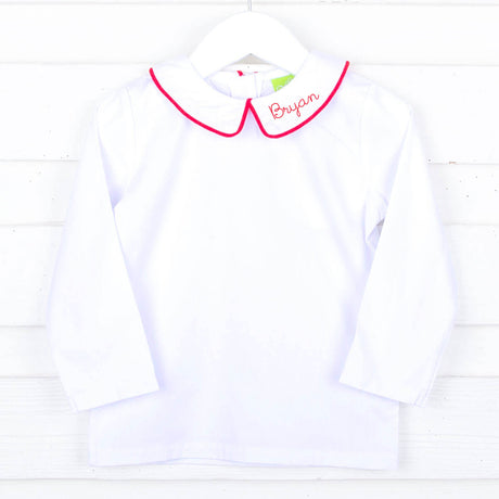 White Long Sleeve Undershirt with Color Trim