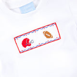 Red Check Football Smocked Short Set